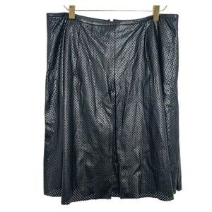 Calvin Klein Women's Size 8 Skirt Black Pleated Perforated Faux Leather